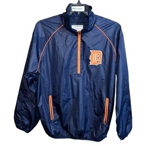 Men’s MLB Genuine Merchandise Jacket Size L Blue Orange Detroit Tigers 3/4 Zip